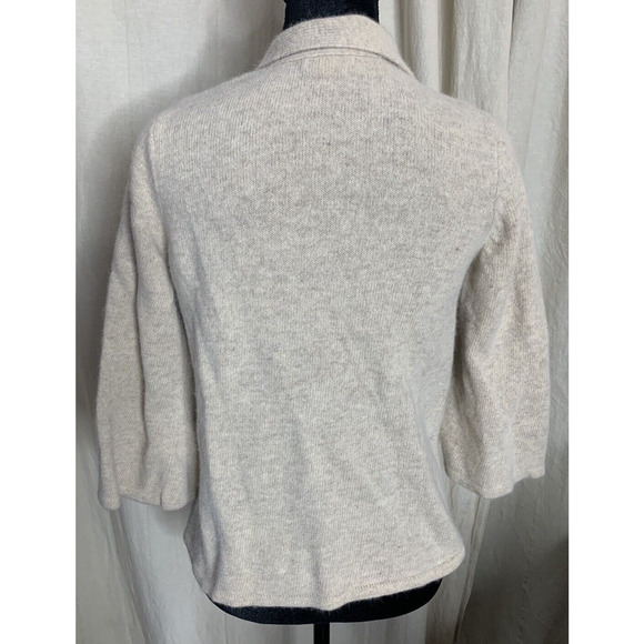 Tweeds Cardigan Womens Medium Beige Soft Wool Angora Rabbit 3/4 Sleeves Sweater - Picture 8 of 16